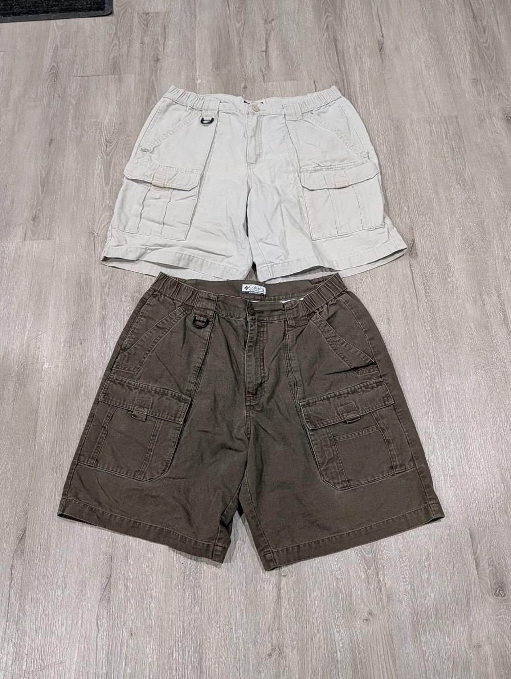 Men's Cargo Shorts By Columbia- Olive Green and Light Khaki Both Size Medium